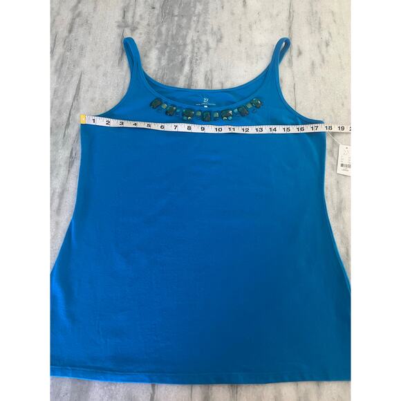 NY & Company Blue Tank Top Stone Embellishment NWT Woman Size Large Summer - Picture 6 of 7